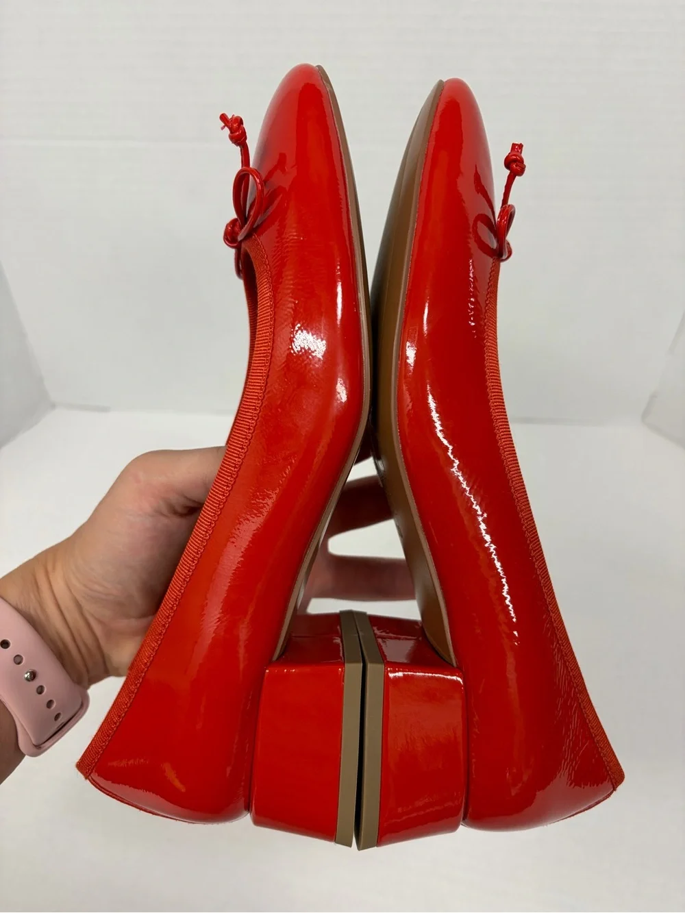 Anthropologie Bibi Lou Heeled Ballet Pumps Red/Orange 8.5